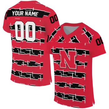 personalized nebraska cornhuskers layered grids red jersey best selling