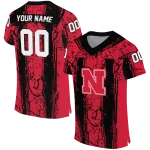 personalized nebraska cornhuskers rugged stripes red jersey best selling