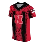 personalized nebraska cornhuskers rugged stripes red jersey best selling