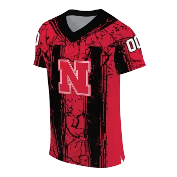 personalized nebraska cornhuskers rugged stripes red jersey fashion forward