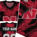 personalized nebraska cornhuskers rugged stripes red jersey best selling