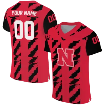 personalized nebraska cornhuskers stripe block red jersey best selling