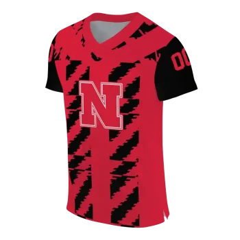 personalized nebraska cornhuskers stripe block red jersey fashion forward