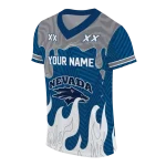 personalized nevada wolf pack dripping flames blue white jersey best selling