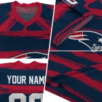 personalized new england patriots art stripe blue jersey best selling