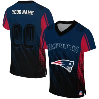 personalized new england patriots halftone fade blue black jersey best selling