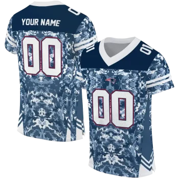 personalized new england patriots mirrored pattern blue jersey best selling