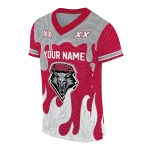 personalized new mexico lobos dripping flames red white jersey best selling