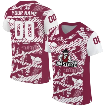 personalized new mexico state aggies camo shatter crimson jersey best selling