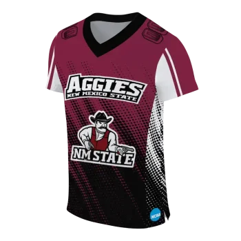 personalized new mexico state aggies halftone flow crimson black jersey fashion forward