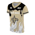 personalized new orleans saints dripping flames gold white jersey best selling