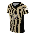 personalized new orleans saints stripe splatter gold jersey best selling