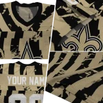 personalized new orleans saints stripe splatter gold jersey best selling
