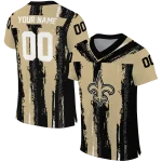 personalized new orleans saints striped texture gold jersey best selling