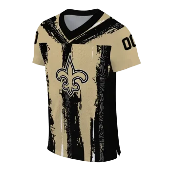personalized new orleans saints striped texture gold jersey fashion forward