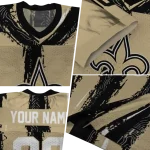personalized new orleans saints striped texture gold jersey best selling