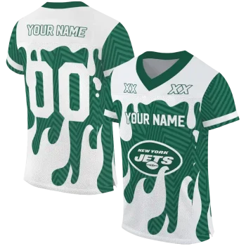 personalized new york jets dripping flames green white jersey best selling