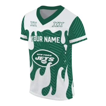 personalized new york jets dripping flames green white jersey fashion forward