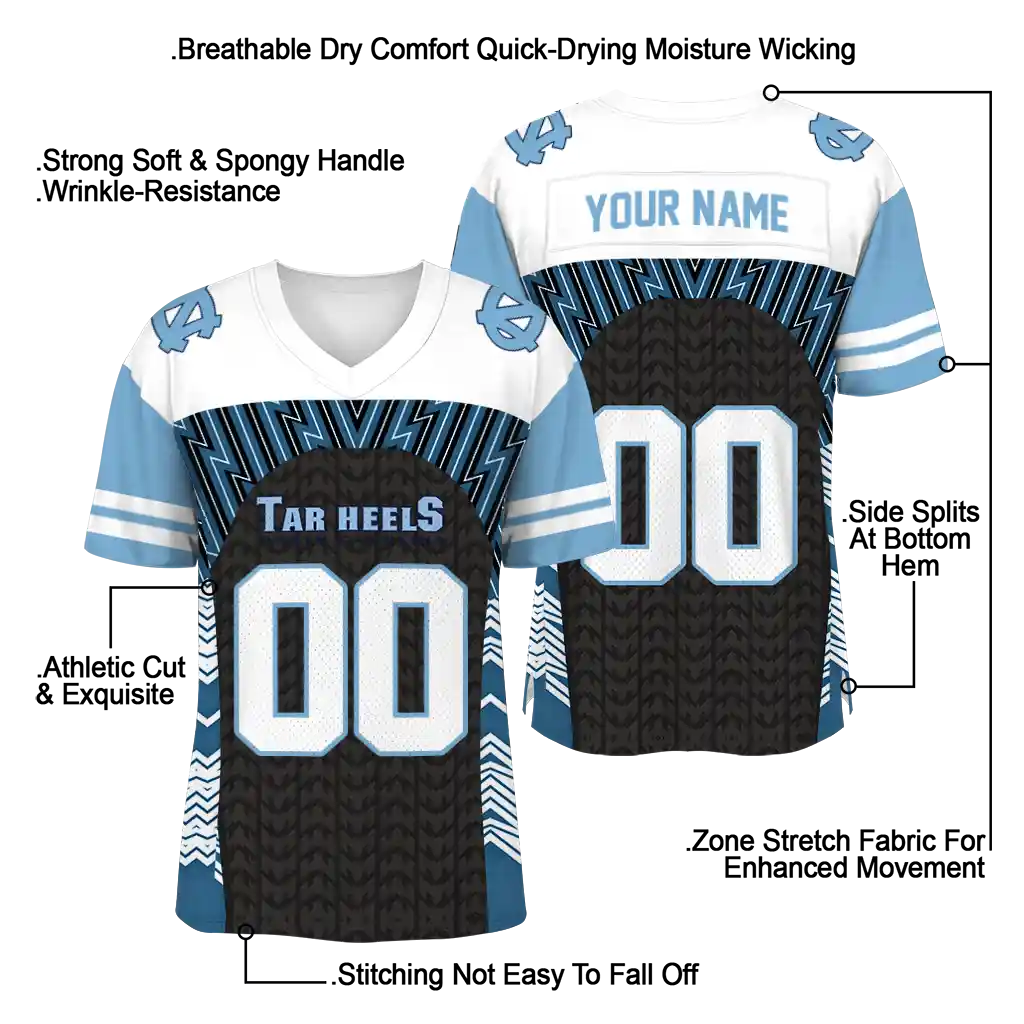 personalized north carolina tar heels tire arrows light blue black white jersey latest model personalized north carolina tar heels tire arrows light blue black white jersey latest model