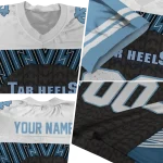 personalized north carolina tar heels tire arrows light blue black white jersey best selling
