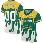personalized north dakota state bison dripping flames green white jersey best selling