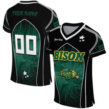 personalized north dakota state bison halftone slant green black jersey best selling