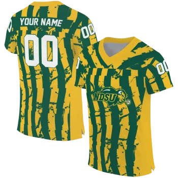 personalized north dakota state bison stripe splatter green jersey best selling
