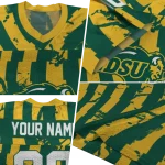 personalized north dakota state bison stripe splatter green jersey best selling