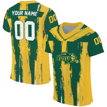 personalized north dakota state bison striped texture green jersey best selling