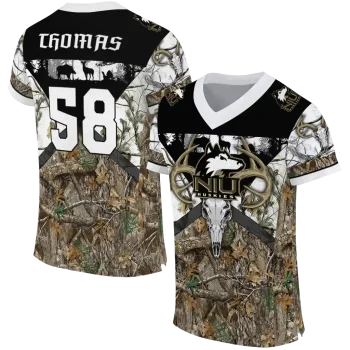 personalized northern illinois huskies antler skull camouflage hunting jersey best selling