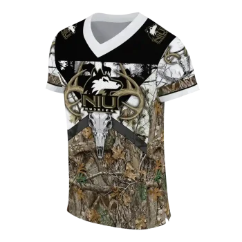personalized northern illinois huskies antler skull camouflage hunting jersey fashion forward