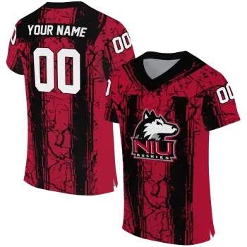 personalized northern illinois huskies rugged stripes red jersey best selling