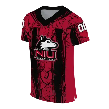 personalized northern illinois huskies rugged stripes red jersey fashion forward