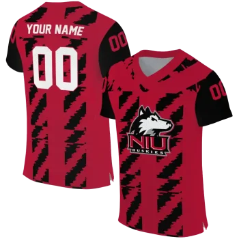 personalized northern illinois huskies stripe block red jersey best selling