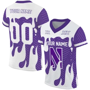 personalized northwestern wildcats dripping flames purple white jersey best selling
