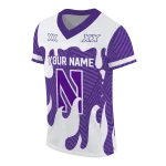 personalized northwestern wildcats dripping flames purple white jersey best selling