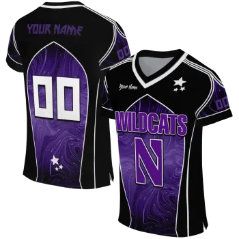 personalized northwestern wildcats halftone slant purple black jersey best selling