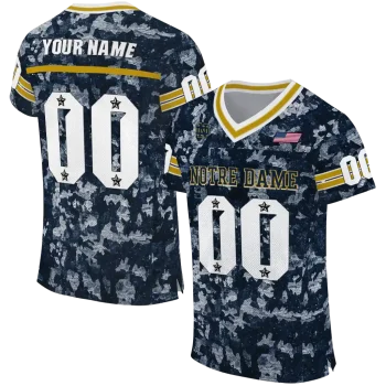 personalized notre dame fighting irish camouflage abstract navy jersey best selling