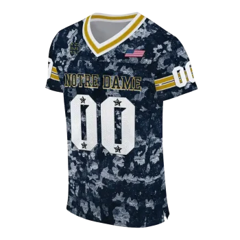 personalized notre dame fighting irish camouflage abstract navy jersey fashion forward