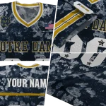 personalized notre dame fighting irish camouflage abstract navy jersey best selling