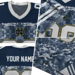 personalized notre dame fighting irish mirrored pattern navy jersey best selling
