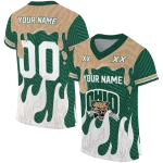 personalized ohio bobcats dripping flames green white jersey best selling