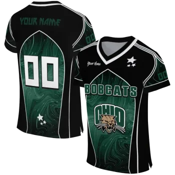 personalized ohio bobcats halftone slant green black jersey best selling