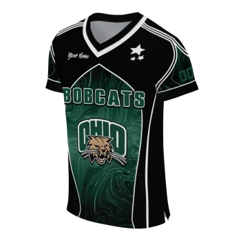personalized ohio bobcats halftone slant green black jersey fashion forward