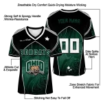 personalized ohio bobcats halftone slant green black jersey best selling