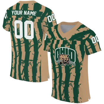 personalized ohio bobcats stripe splatter green jersey best selling