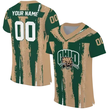 personalized ohio bobcats striped texture green jersey best selling