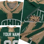 personalized ohio bobcats striped texture green jersey best selling