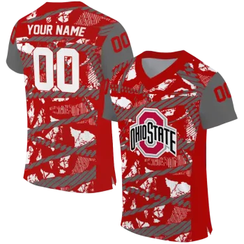 personalized ohio state buckeyes camo shatter scarlet jersey best selling