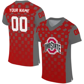 personalized ohio state buckeyes stacked rectangle scarlet jersey best selling